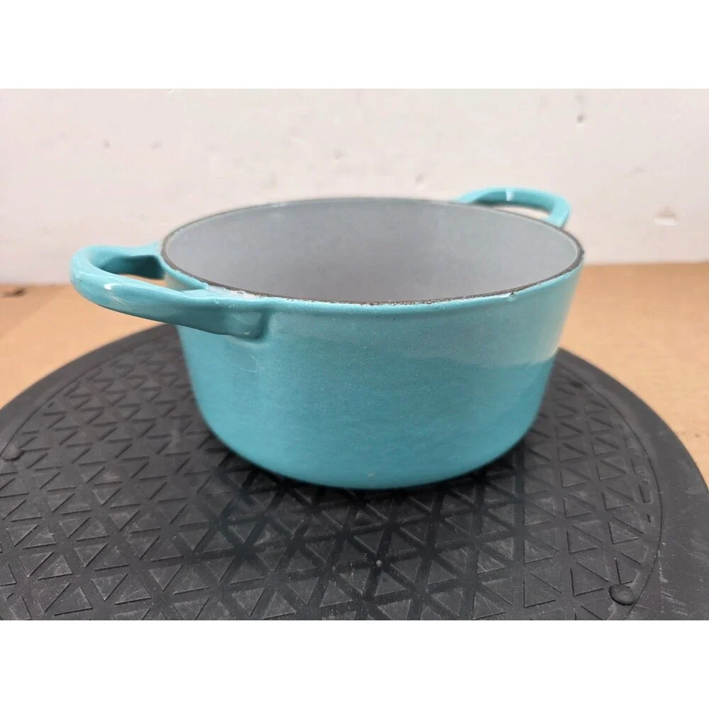 Le Creuset Paris Blue Turquoise Vintage Dutch Oven Small Sz A